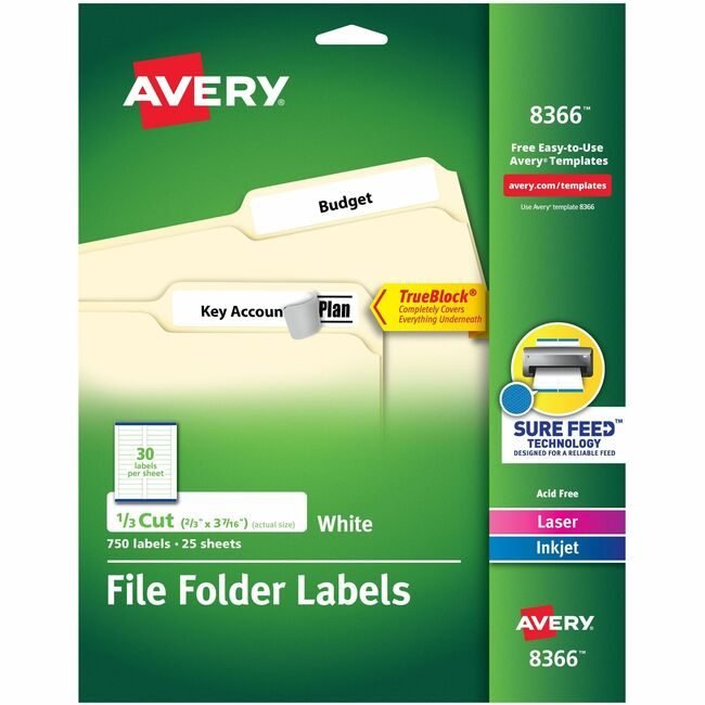 Avery Products Corporation Label Fldr Perm Lsr/Inkj We AVE8366